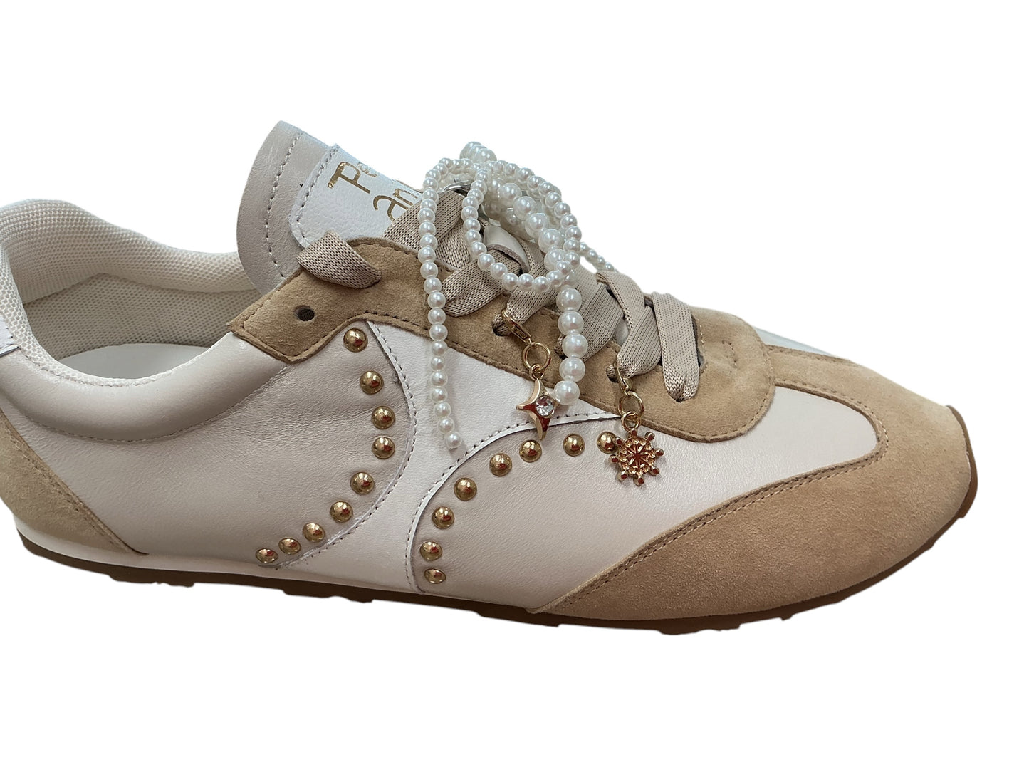 Pedro Anton cream leather and beige suede ultralight sneakers with a modern twist