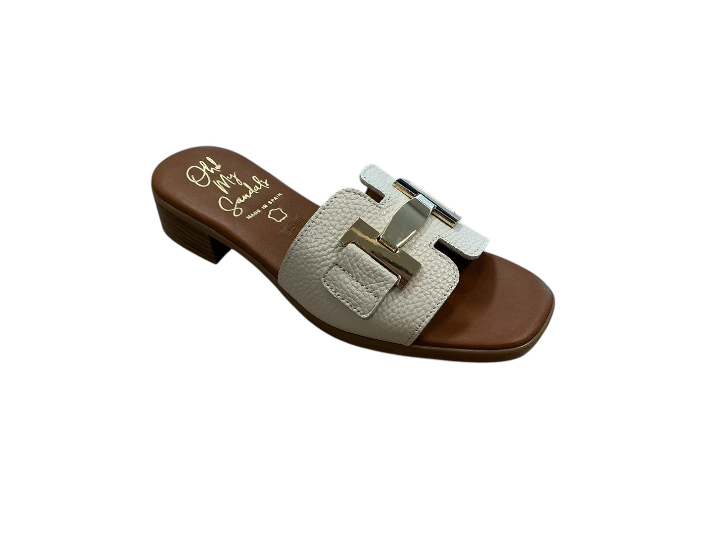 Oh My Sandals cream slide sandal