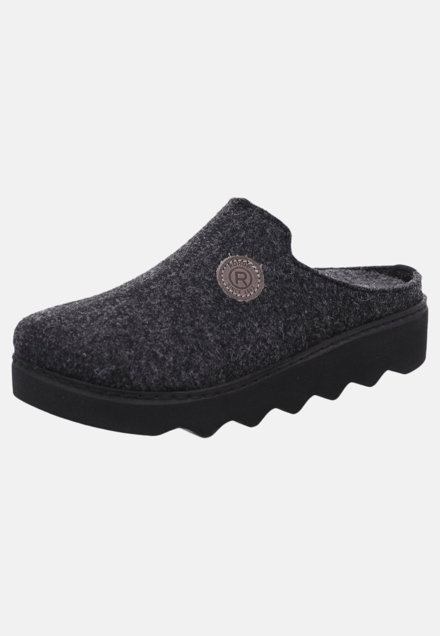 Rohde grey felt mule slippers