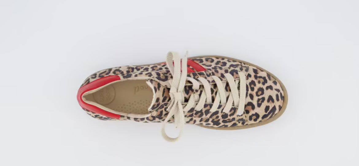 Paul Green leopard print leather and suede sneakers