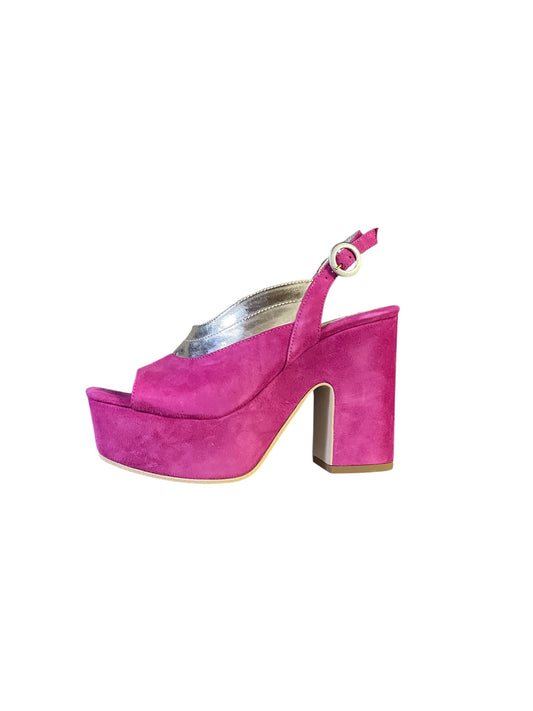 Marco Moreo pink suede platform slingbacks
