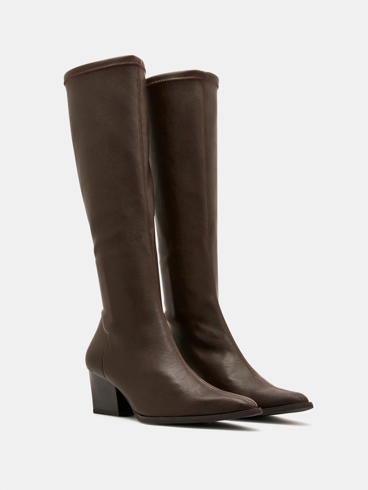 Miss Elastic western style brown stretchy boots