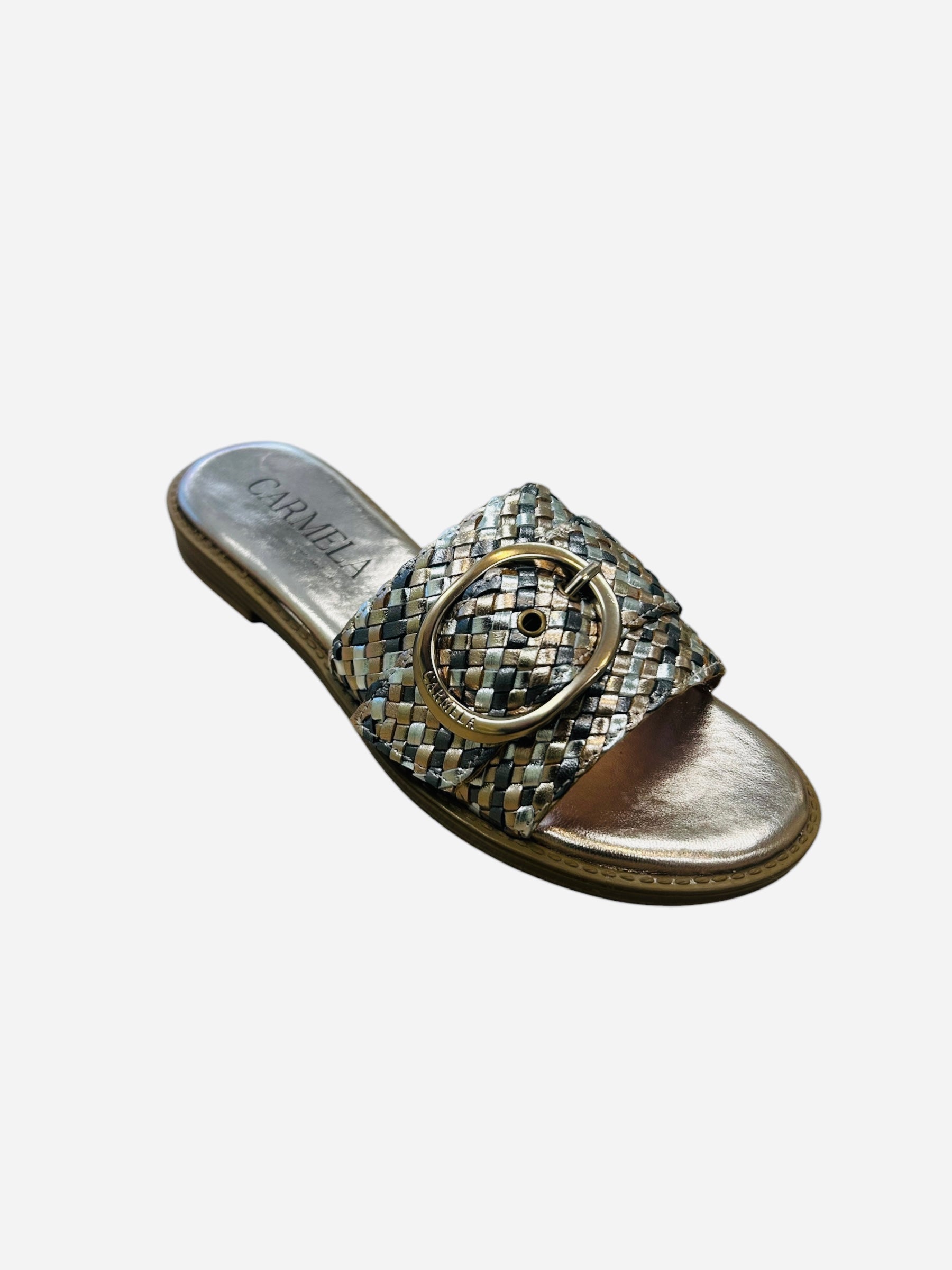 Carmela woven metallic slides - Melissakshoes