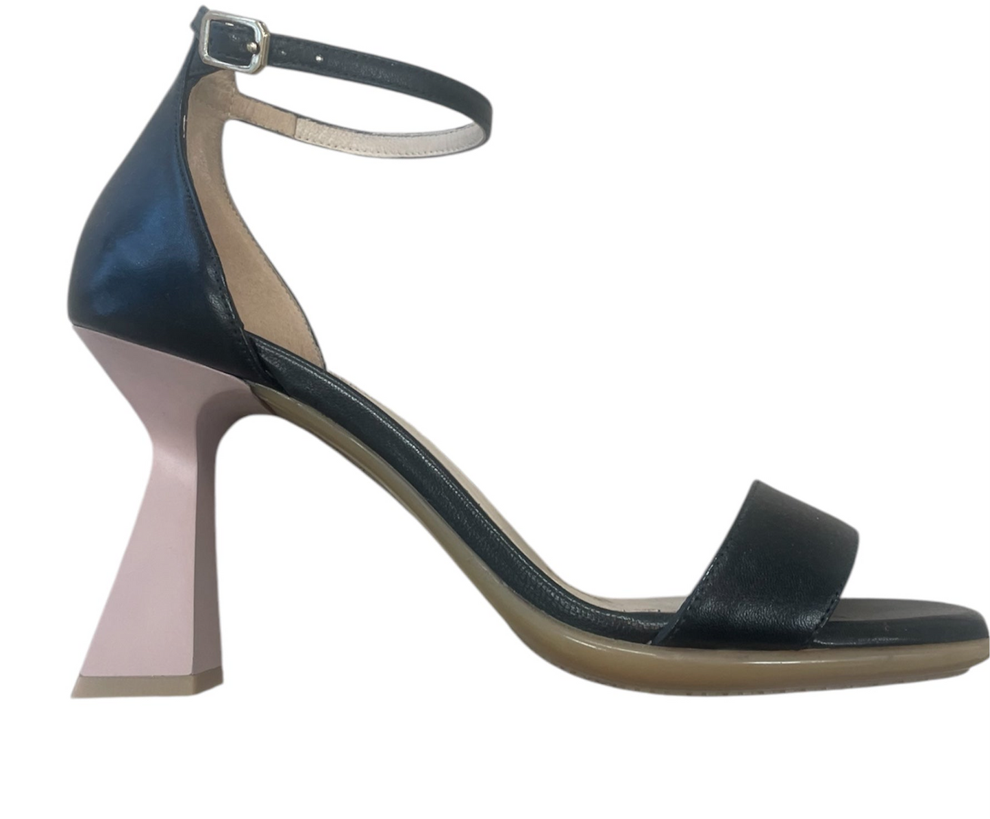Lodi black leather ankle strap sandals