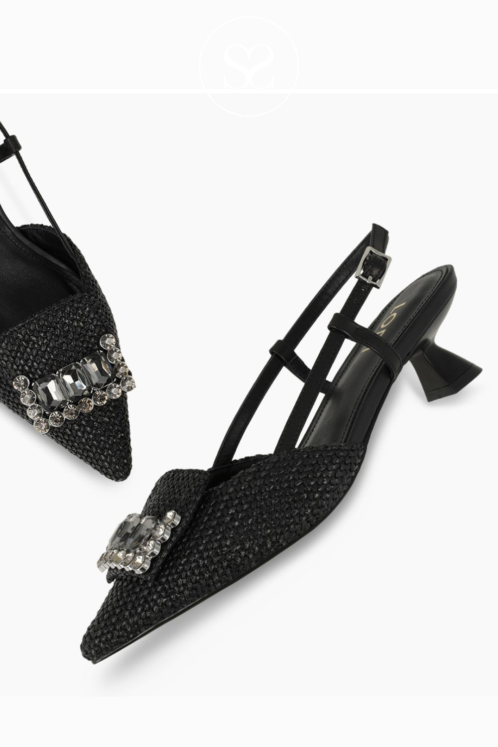 Lodi black raffia slingback
