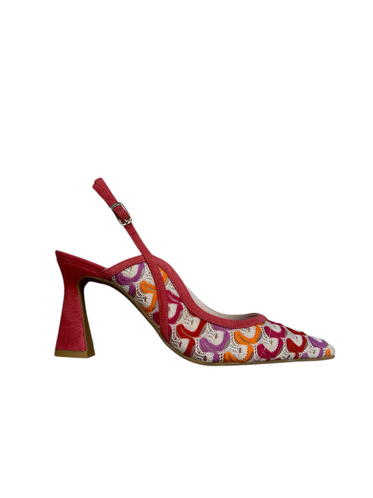 Lodi multicolored crochet effect slingback
