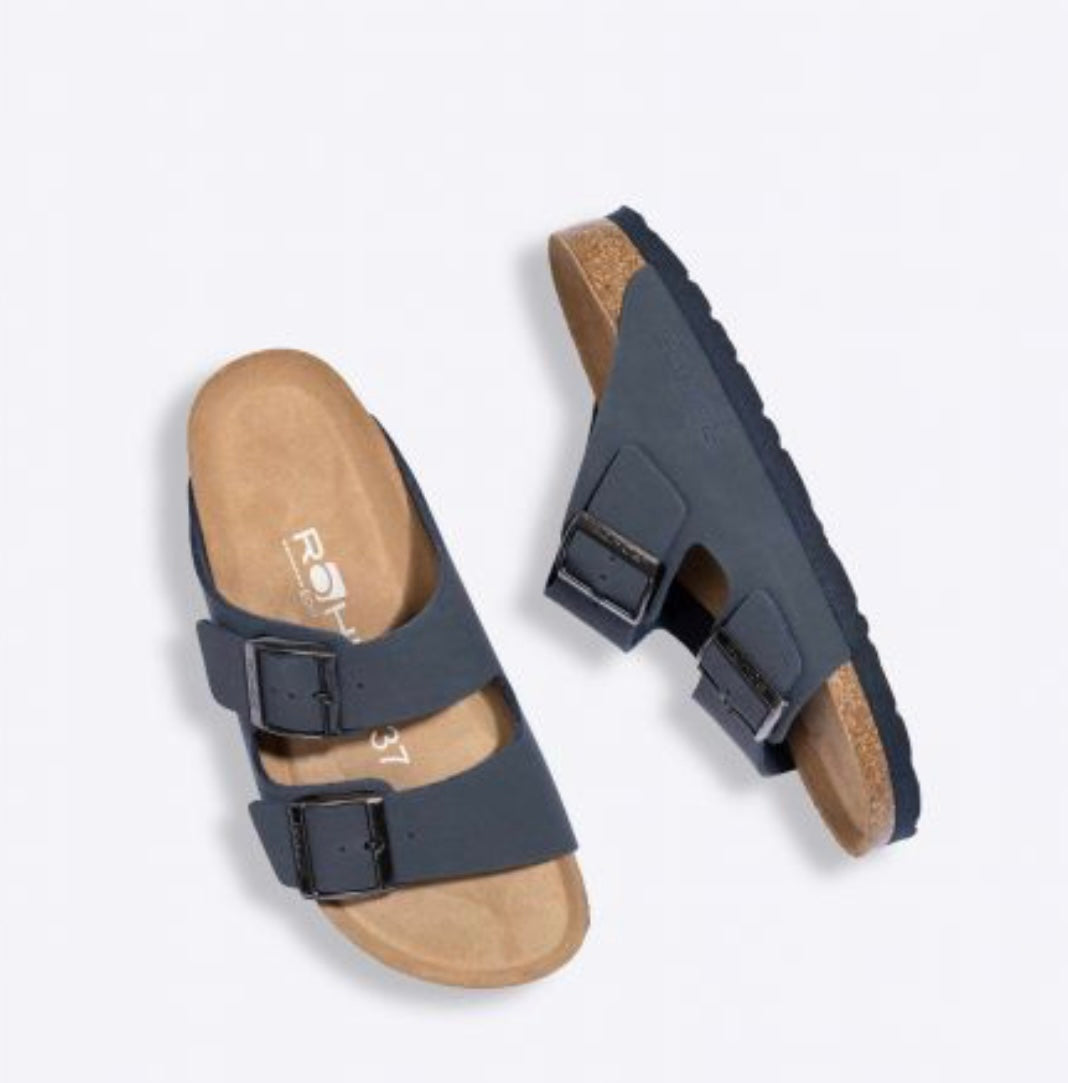 Rohde navy suede sandals