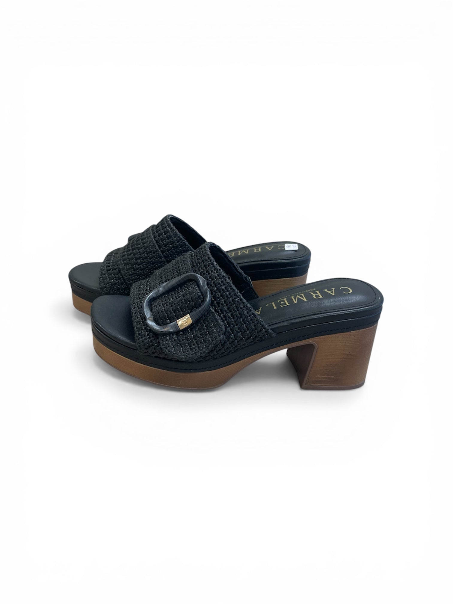 Carmela black slip on mules with block heel - Melissakshoes