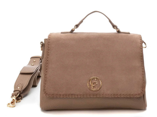 Carmela beige leather and suede handbag