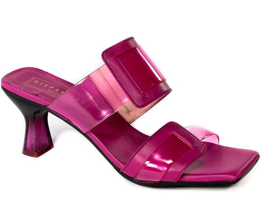 Hispanitas pink leather heeled mules