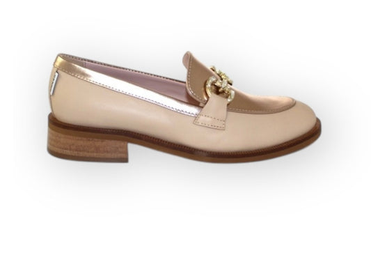 Marco moreo soft biscuit and gold leather loafers
