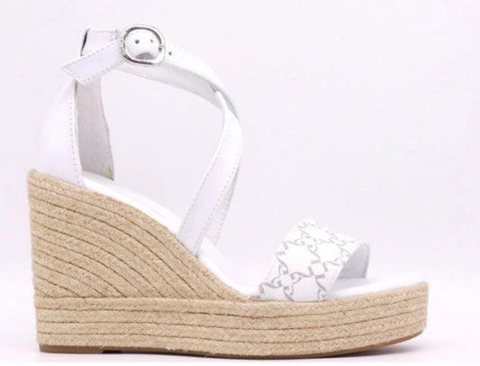 NeroGiardini white leather wedge sandals