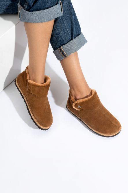 Rohde tan suede & fur lined slipper boot