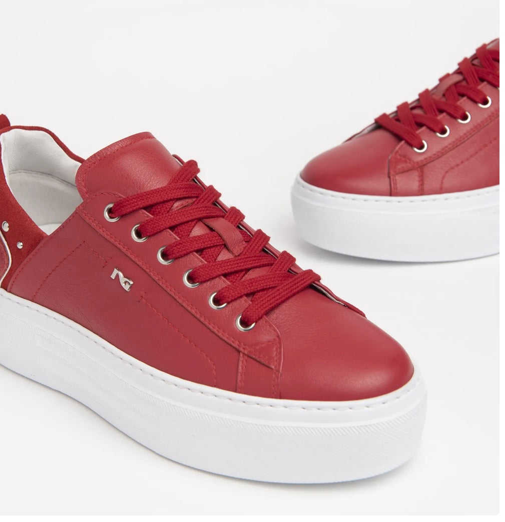 NeroGiardini red leather platform sneakers