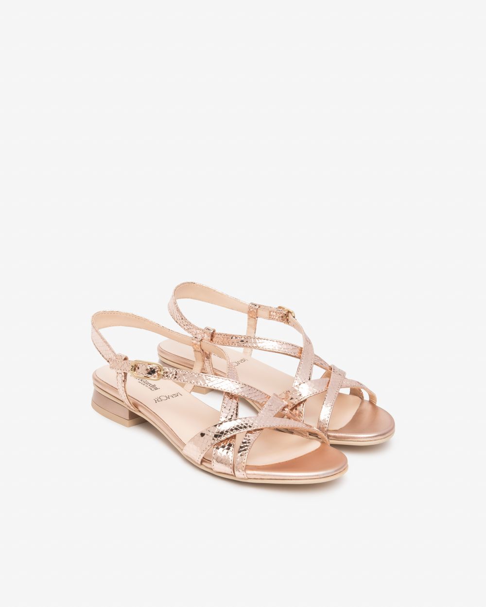 Nerogiardini metallic rose gold strapped sandals