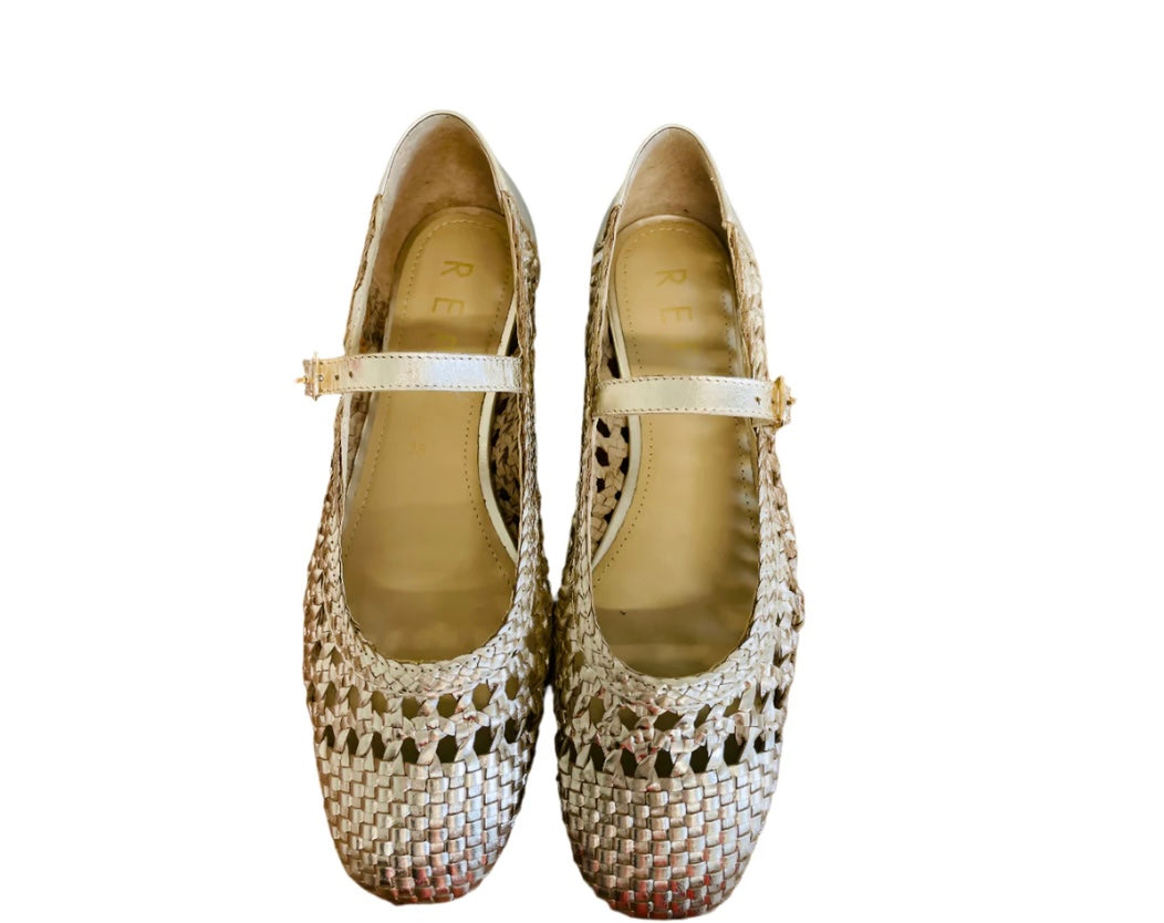 Repo gold leather ballerina shoes