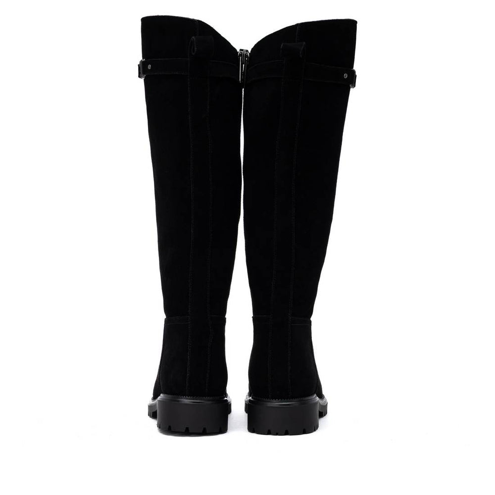 Carmela black suede knee high boots