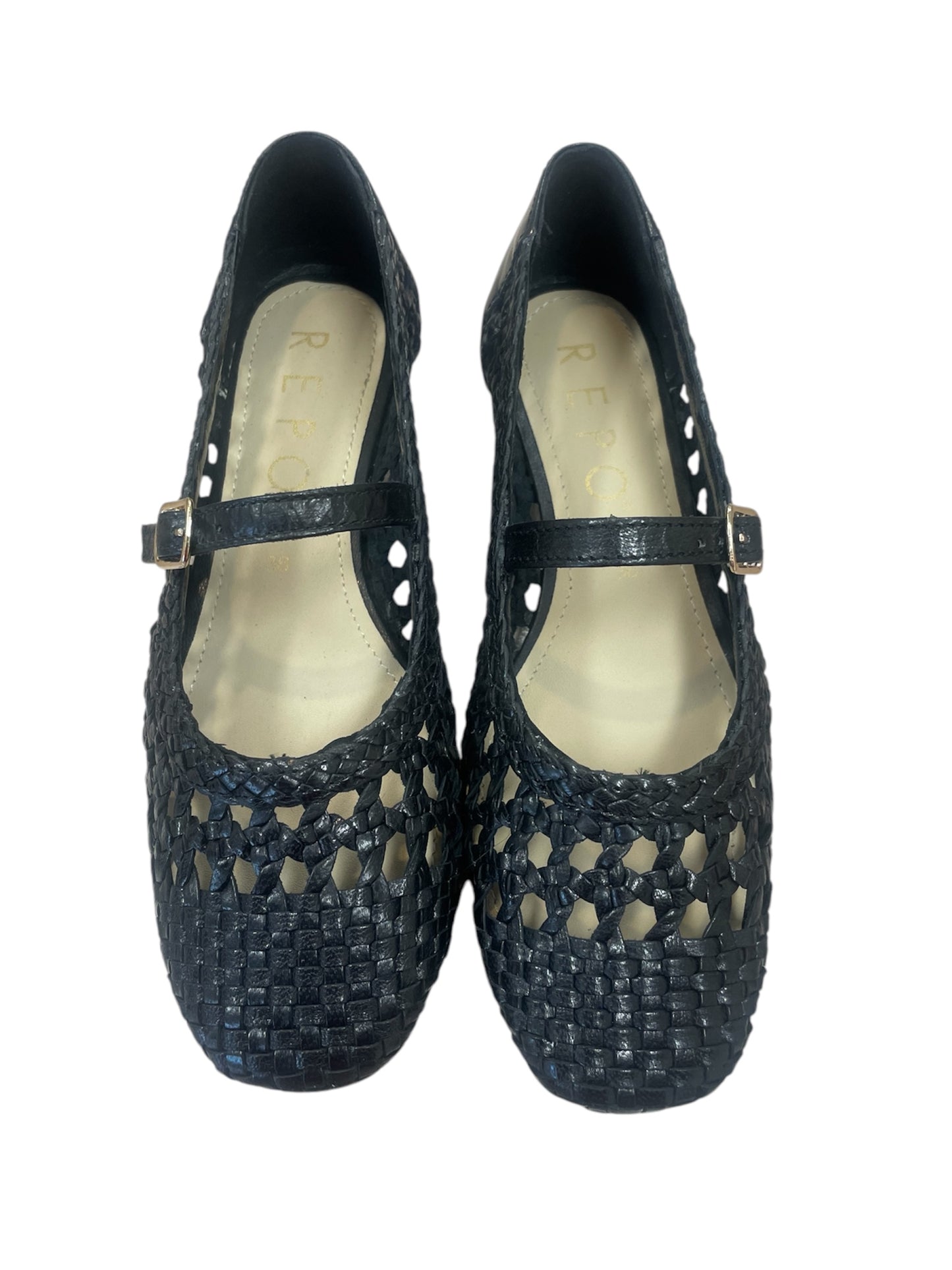 Repo black raffia ballerinas