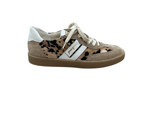 Paul Green suede beige and leopard print sneaker with rubber gum sole - Melissakshoes