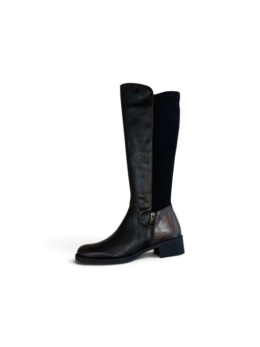 Jose Saenz Knee-High Stretch Leather Boots – Black & Brown