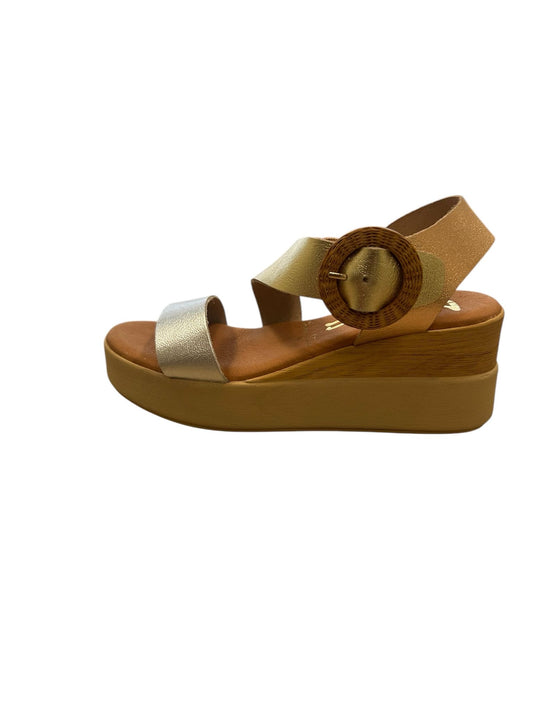 Marila silver , gold and rose gold leather wedge sandal