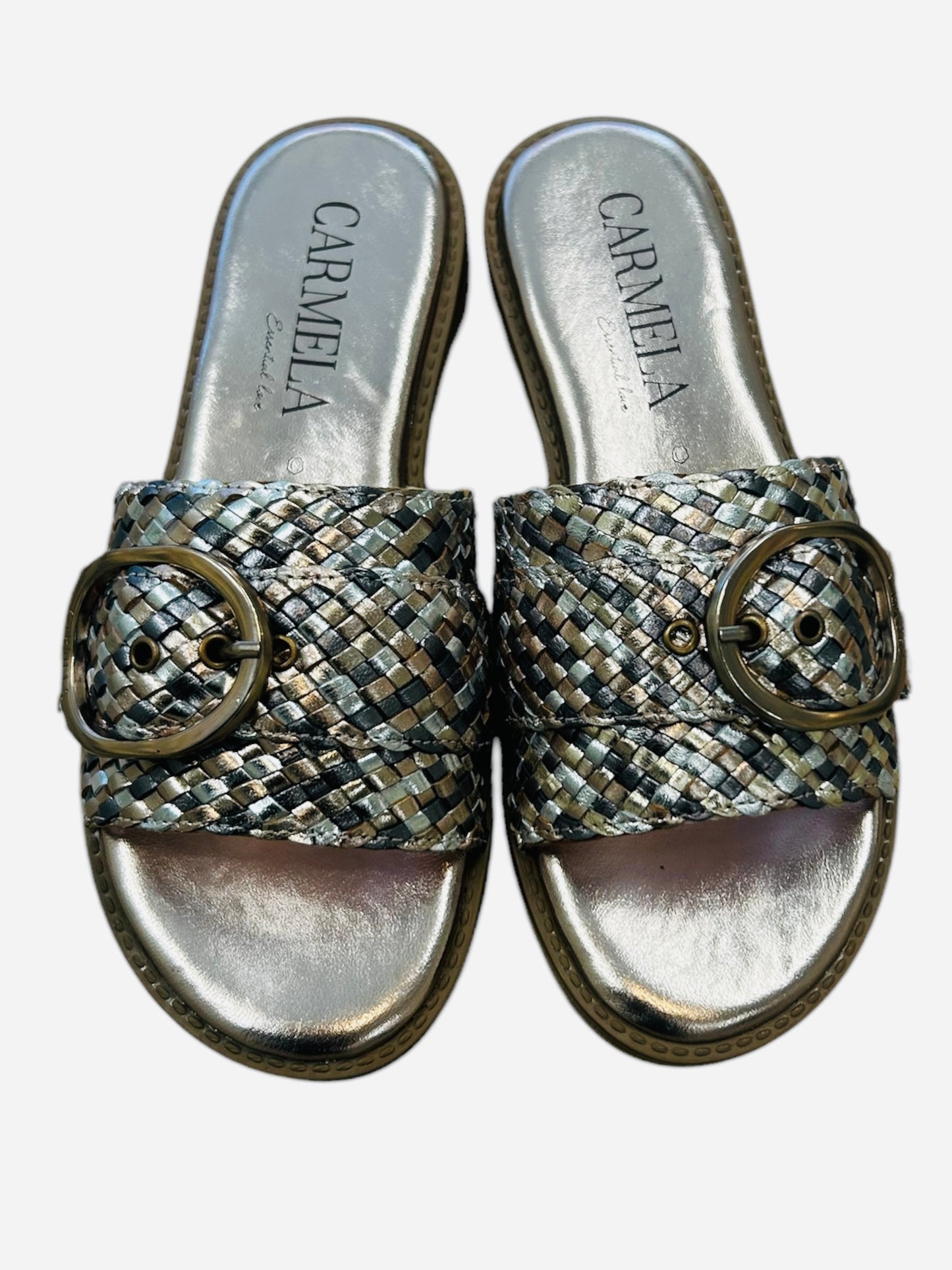 Carmela woven metallic slides - Melissakshoes