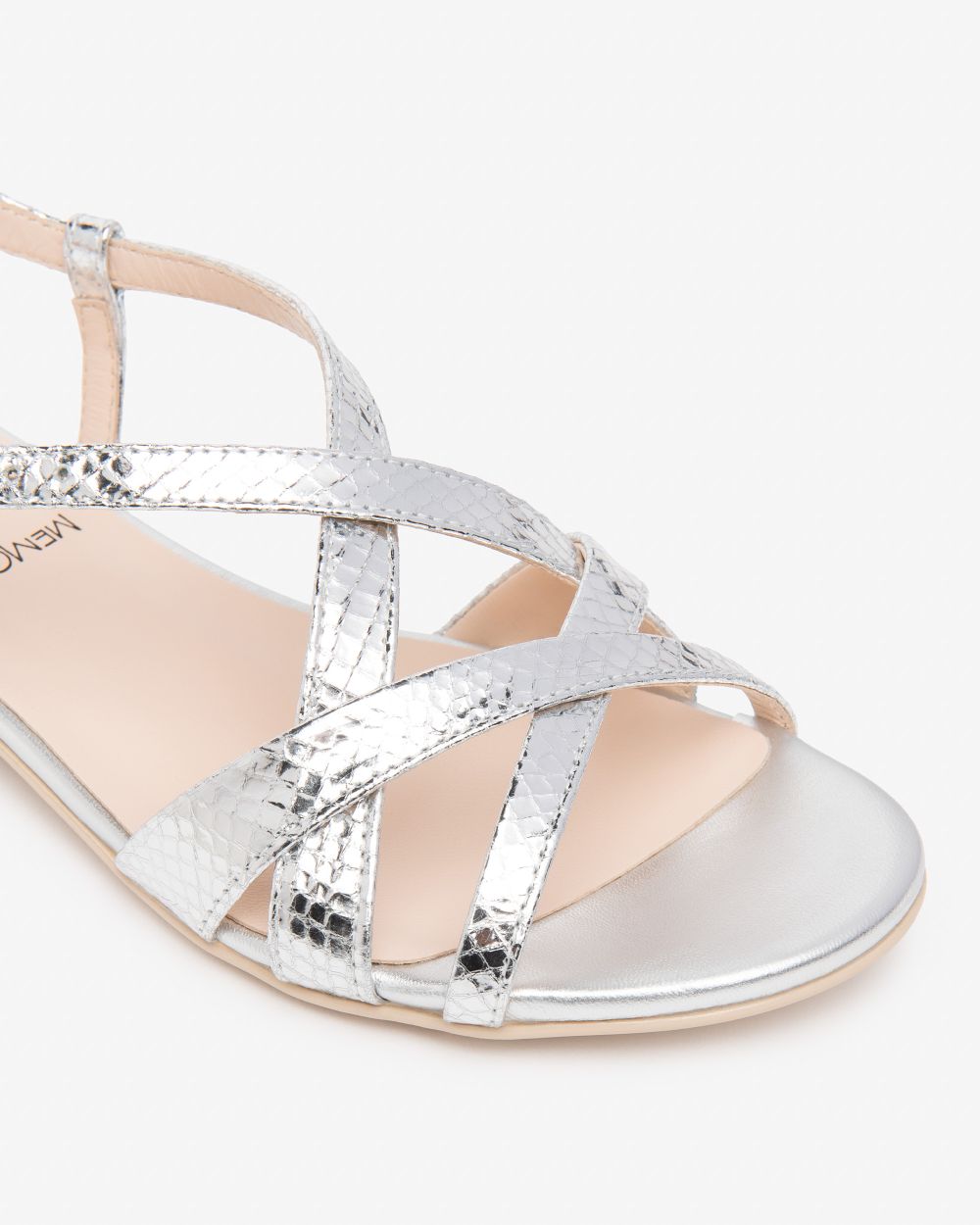 Nerogiardini metallic silver strapped sandal