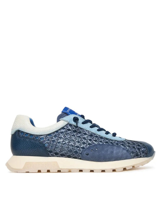 Hispanitas navy  raffia and leather sneakers