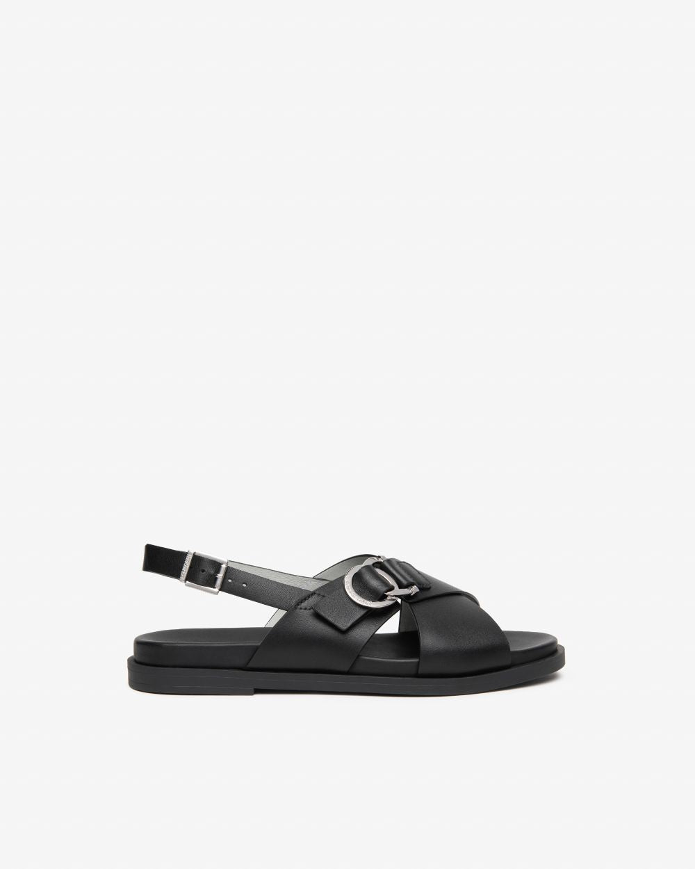 Nerogiardini black crisscross leather sandal