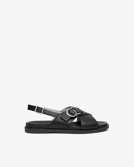 Nerogiardini black crisscross leather sandal