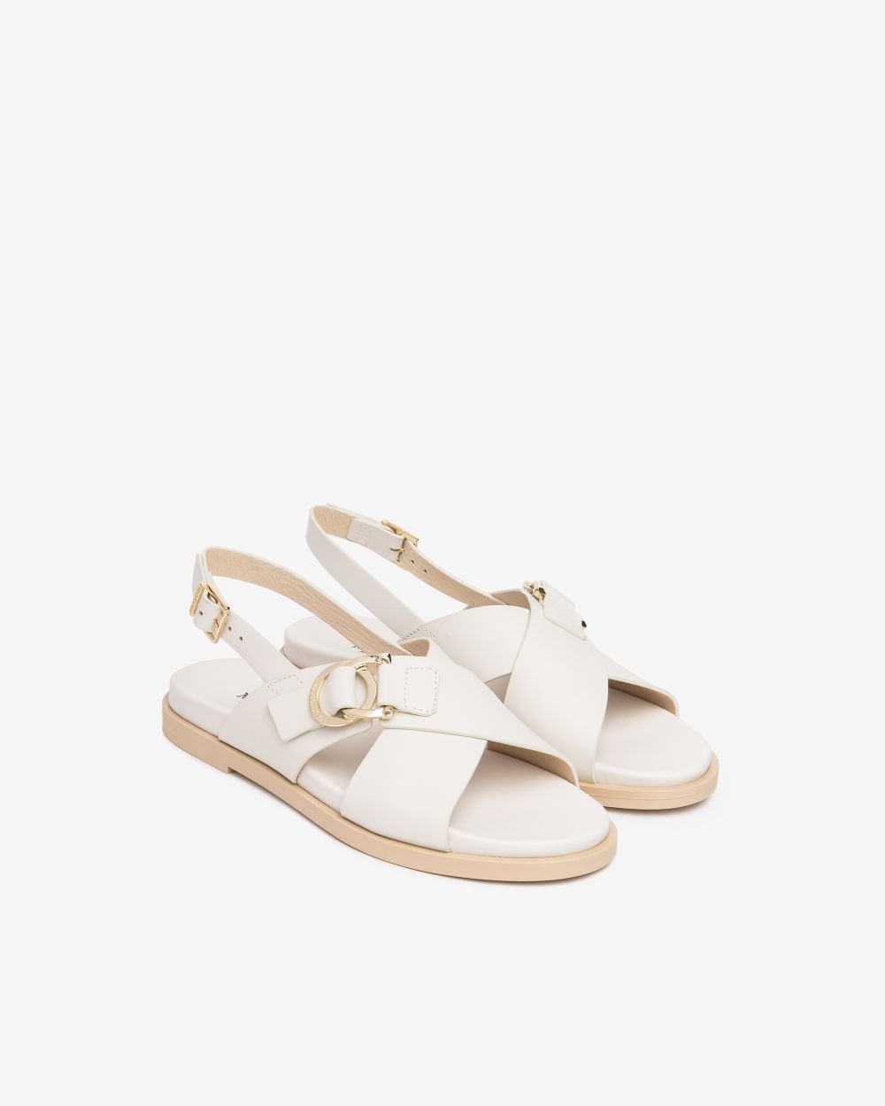 Nerogiardini cream crisscross leather sandal