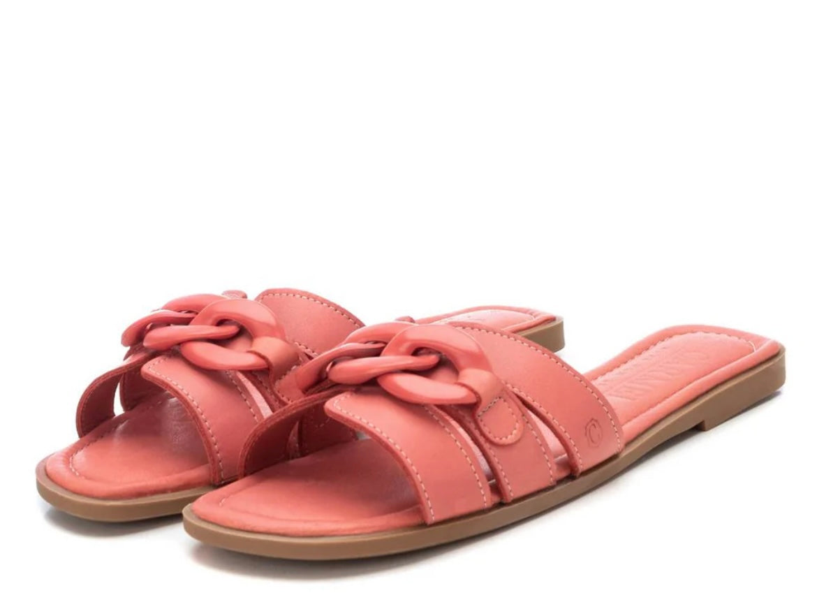 Carmela coral leather mules