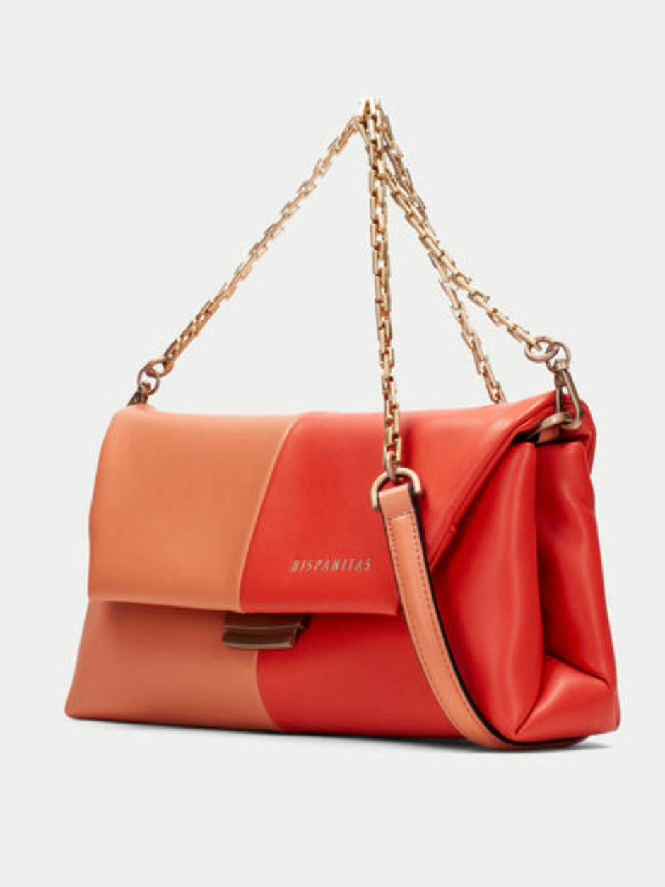 Hispanitas coral leather shoulder bag in two tone design
