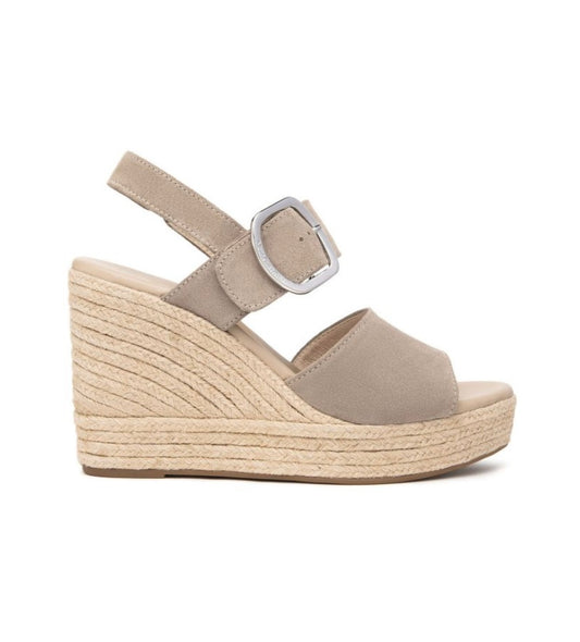 NeroGiardini beige suede wedge sandal
