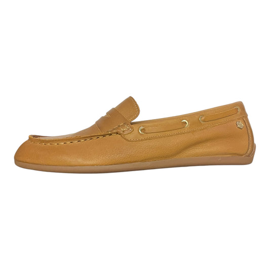 Carmela tan leather slip on loafers