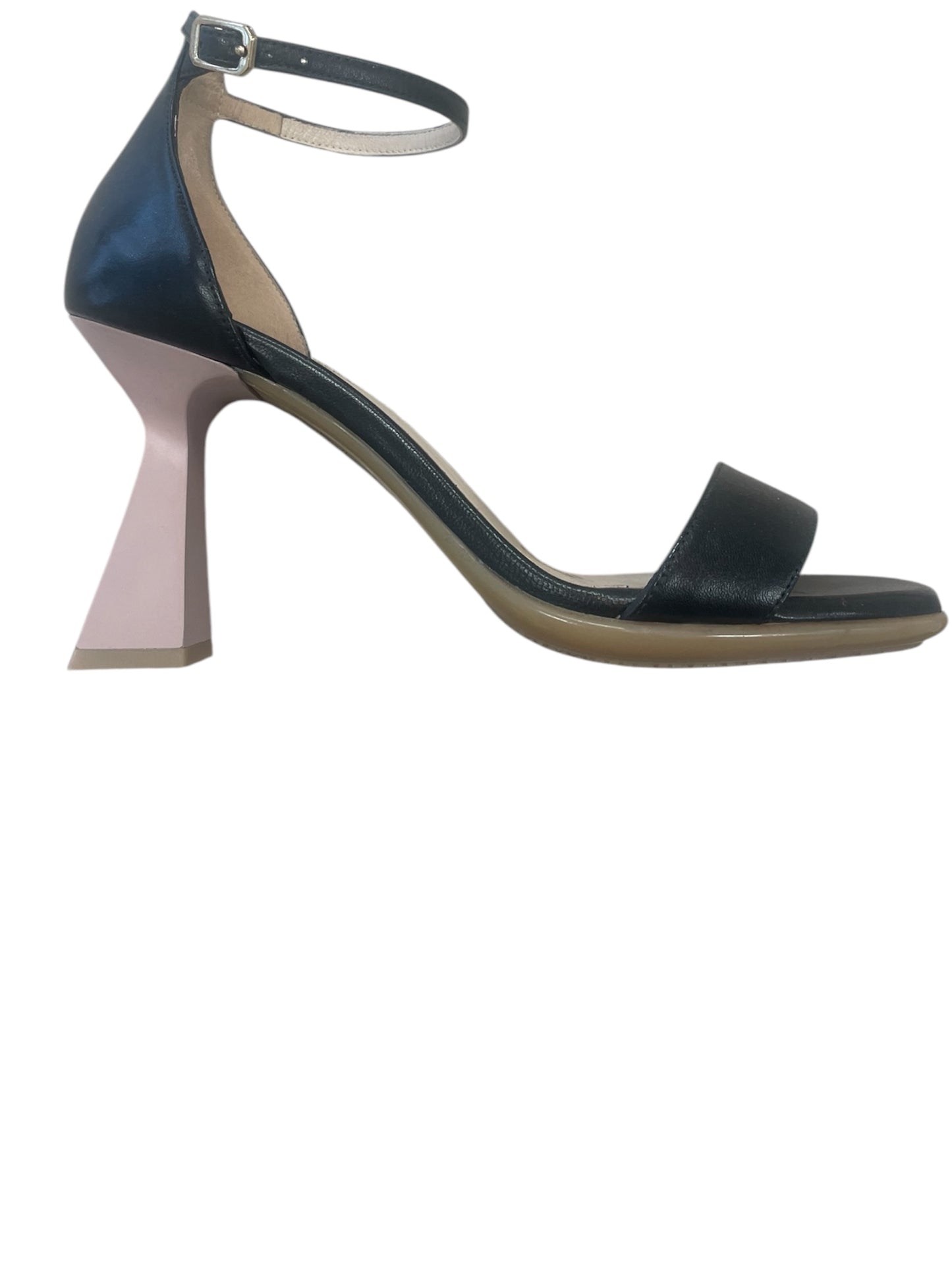 Lodi black leather ankle strap sandals
