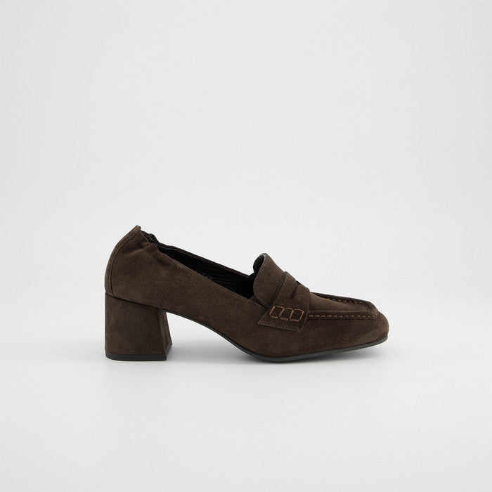Paul Green brown suede loafer with block heel