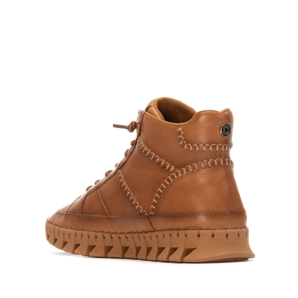 Carmela tan soft leather ankle boot (high top)