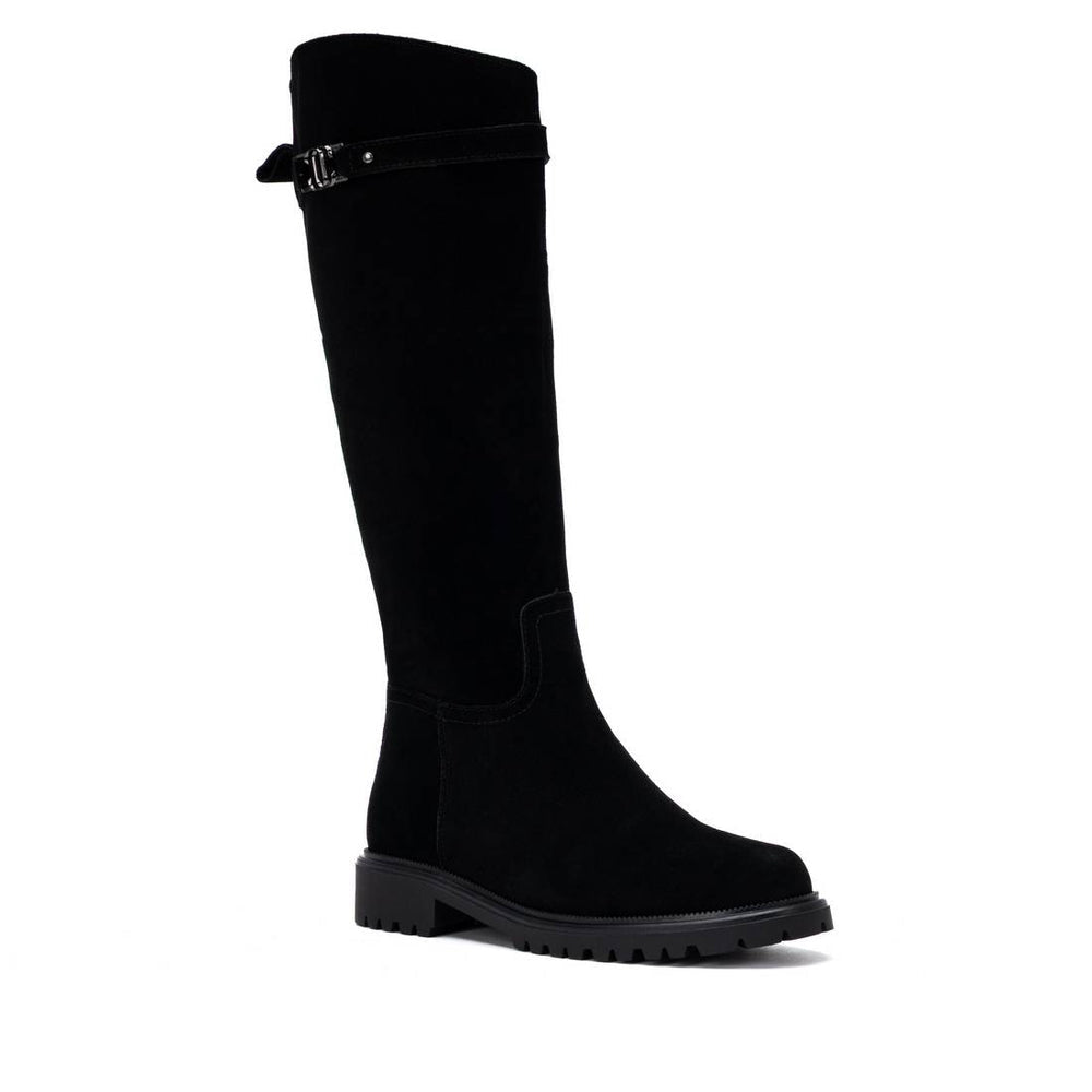 Carmela black suede knee high boots