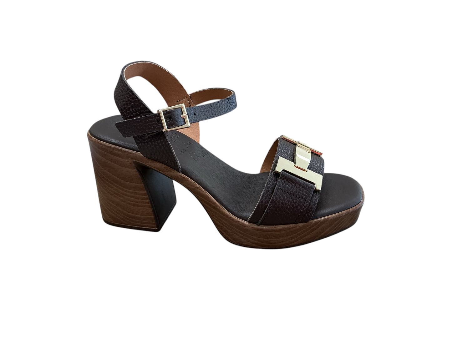 Oh My Sandals brown leather platform strap sandal