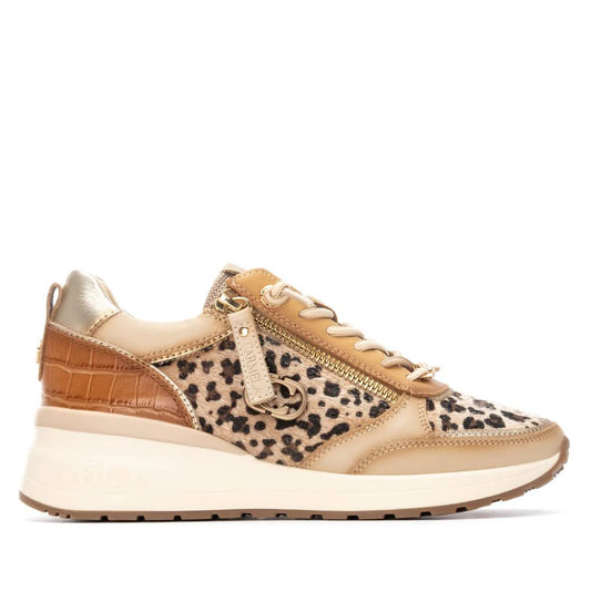 Carmela leopard print and beige leather sneakers