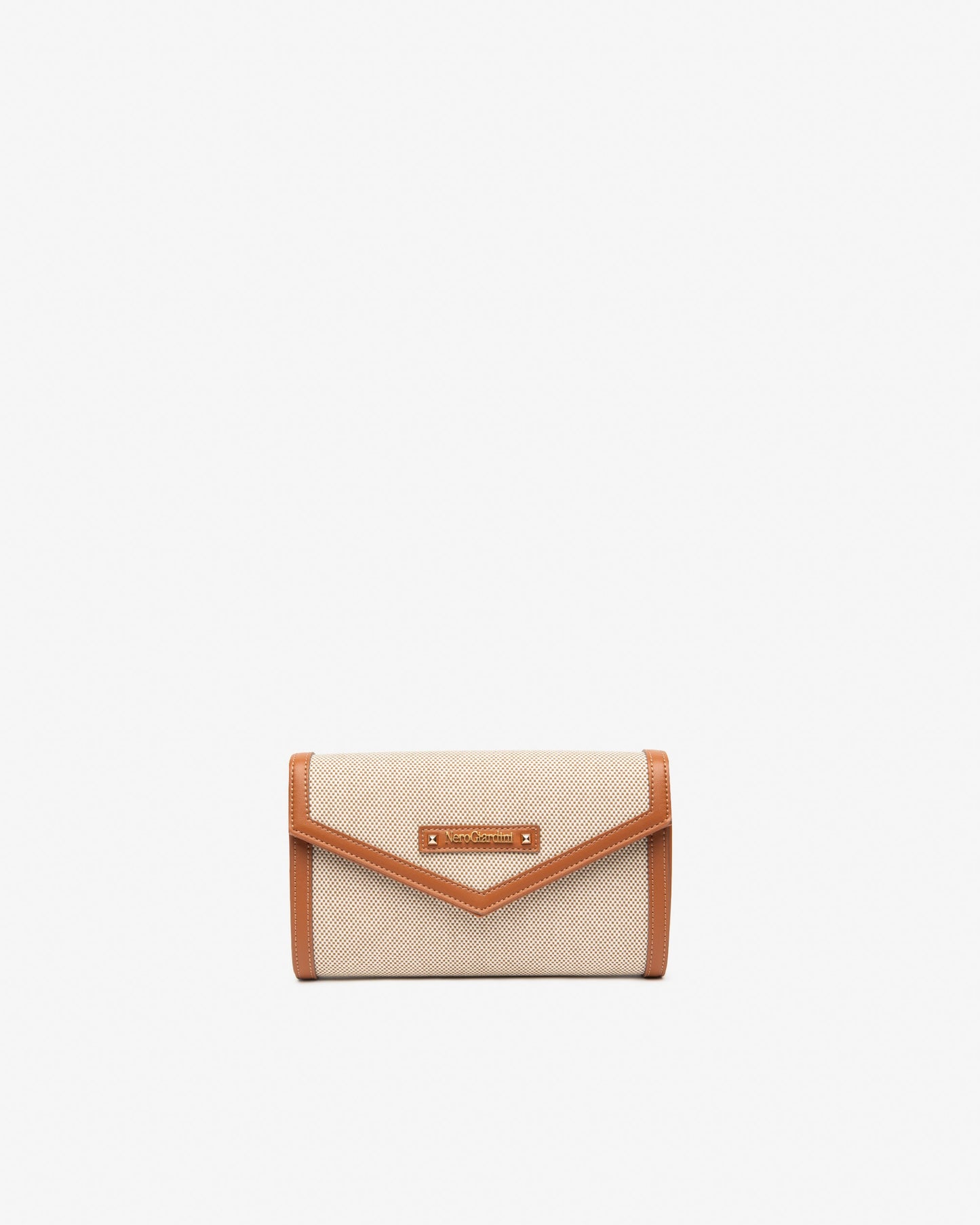 NeroGiardini beige and tan material clutch bag