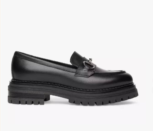 NeroGiardini black leather platform loafers