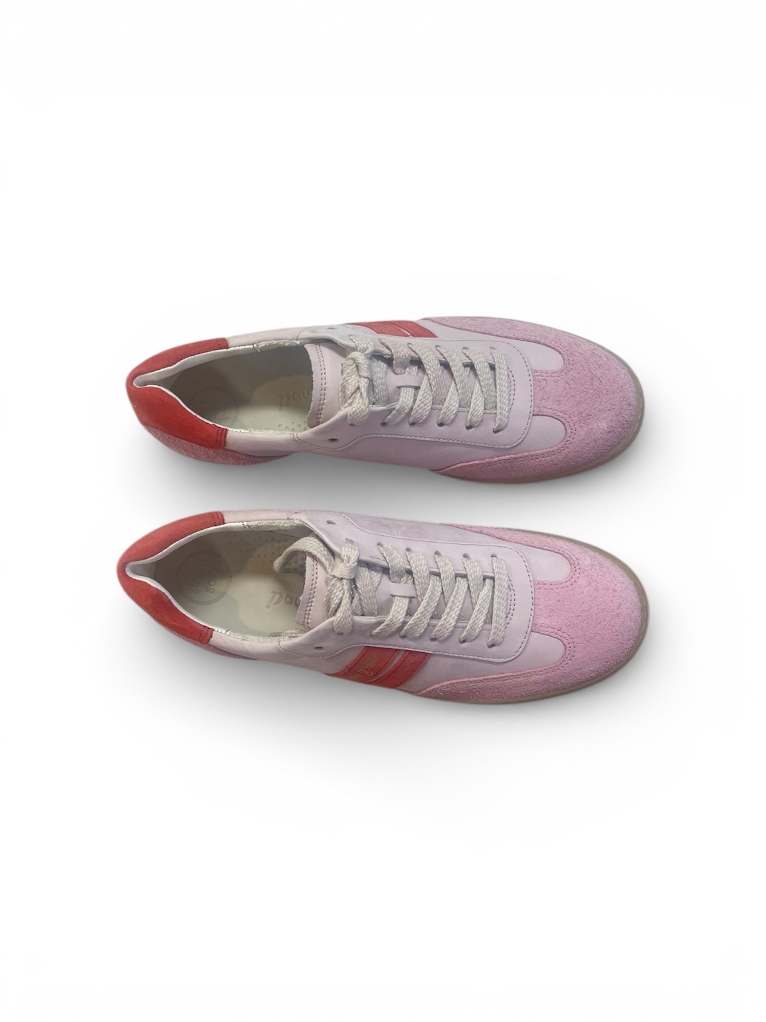 Paul Green pink and red leather and suede sneakers - Melissakshoes