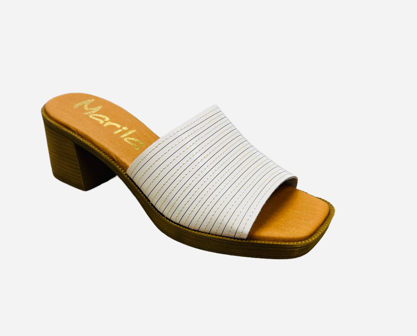 Marila white leather mules with stitch detail