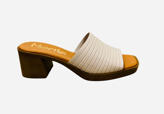 Marila white leather mules with stitch detail
