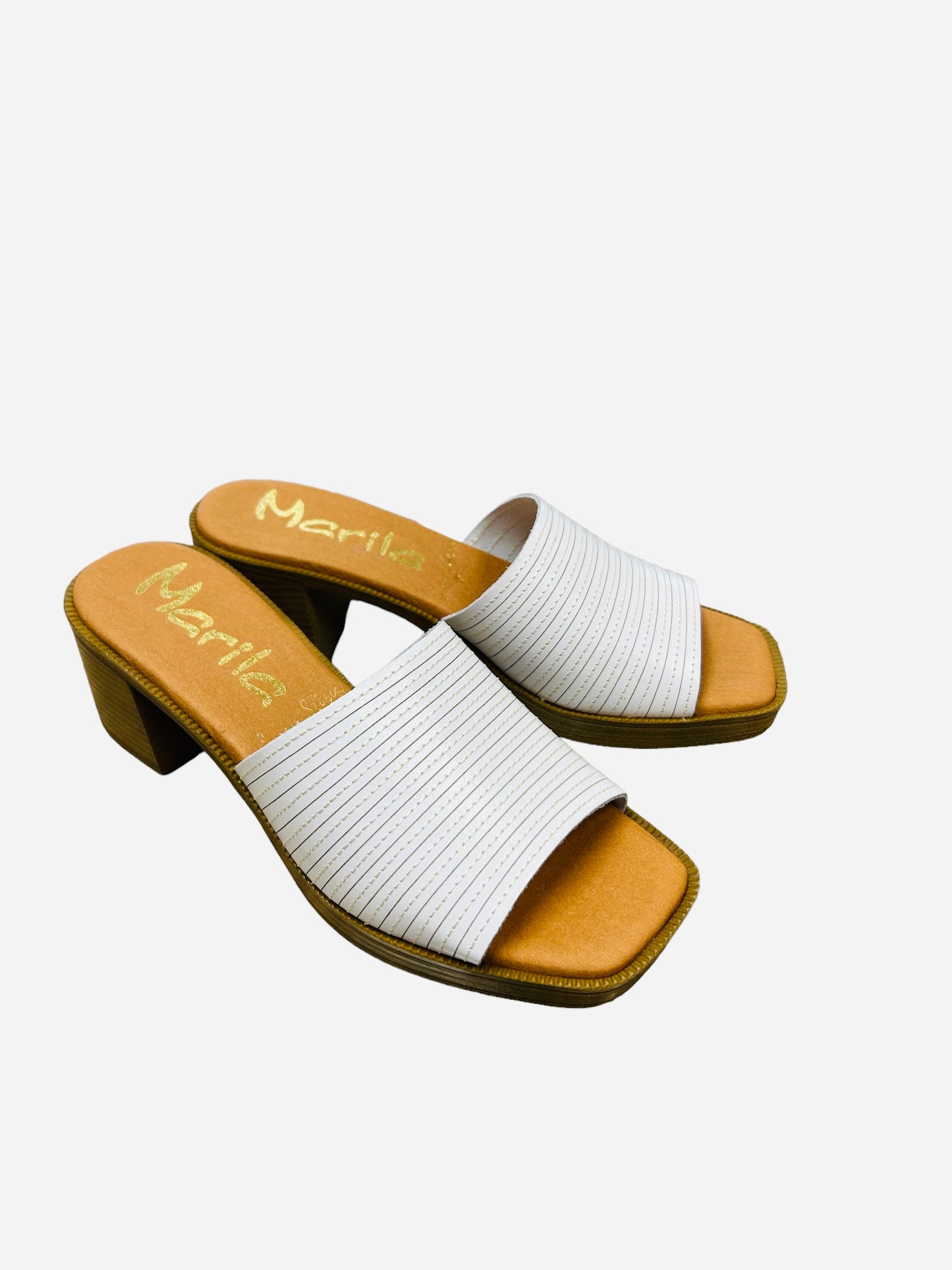 Marila white leather mules with stitch detail