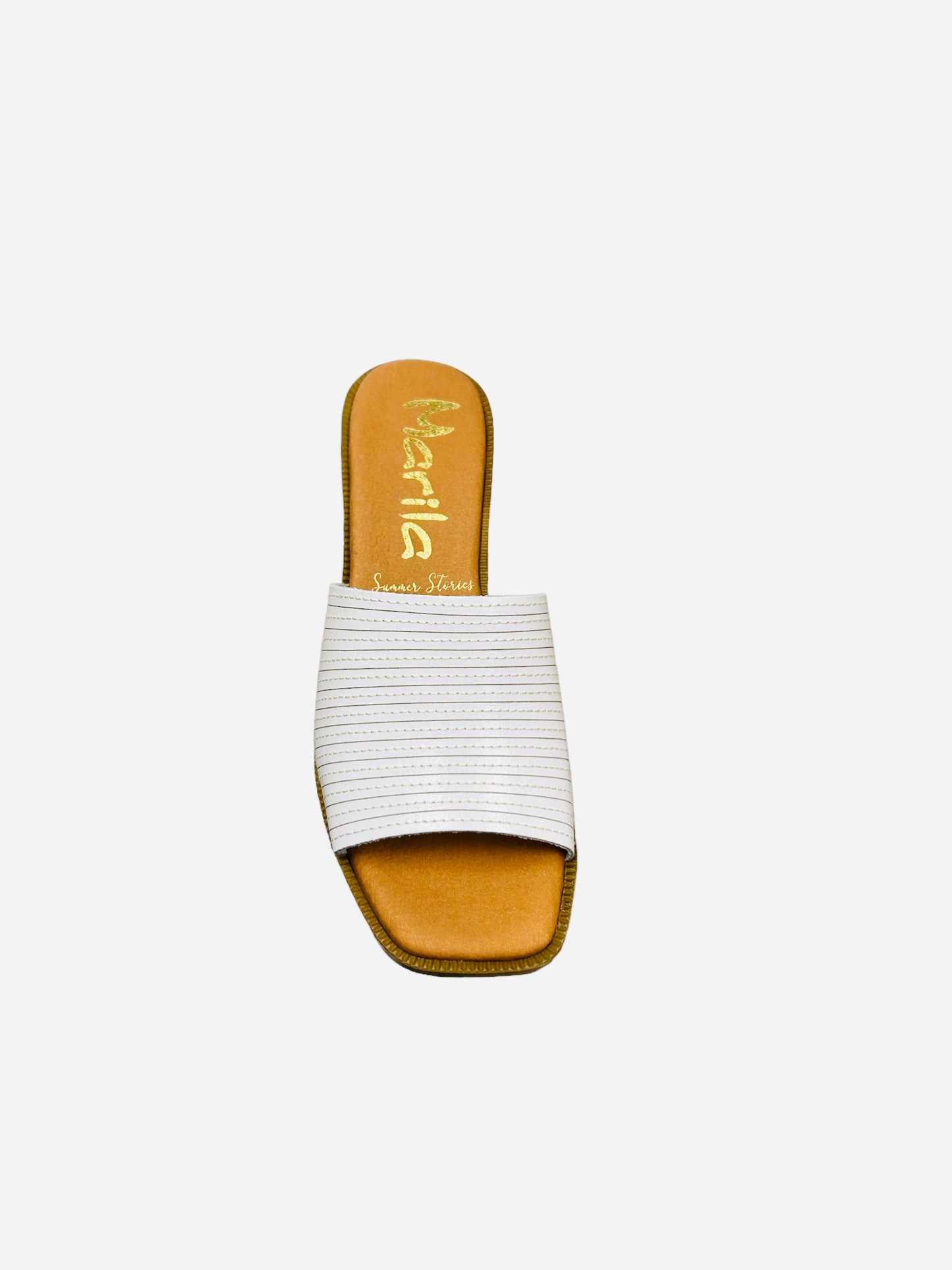 Marila white leather mules with stitch detail