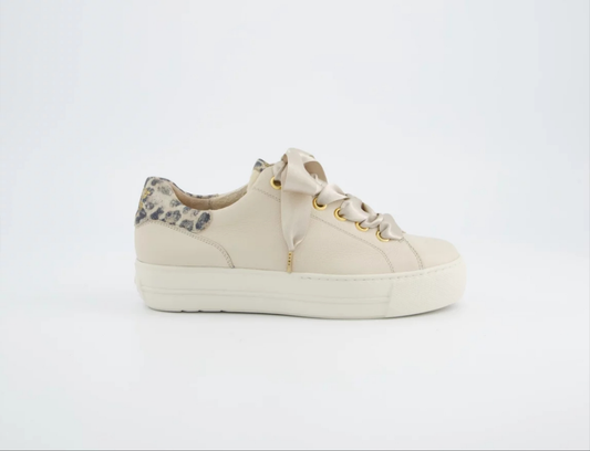 Paul Green beige platform sneaker with ribbon laces