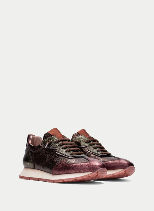 Hispanitas metallic wine, green & bronze slip on sneaker